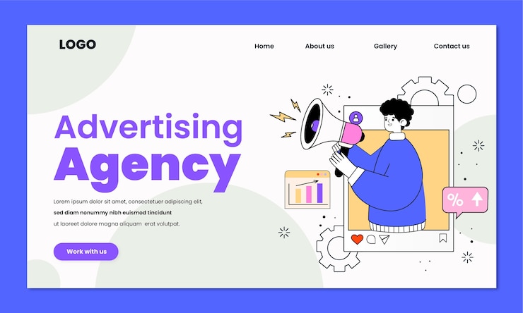 Vector Gratis flat design advertising agency landing page template