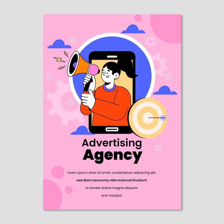 Vector Gratis flat design advertising agency poster template
