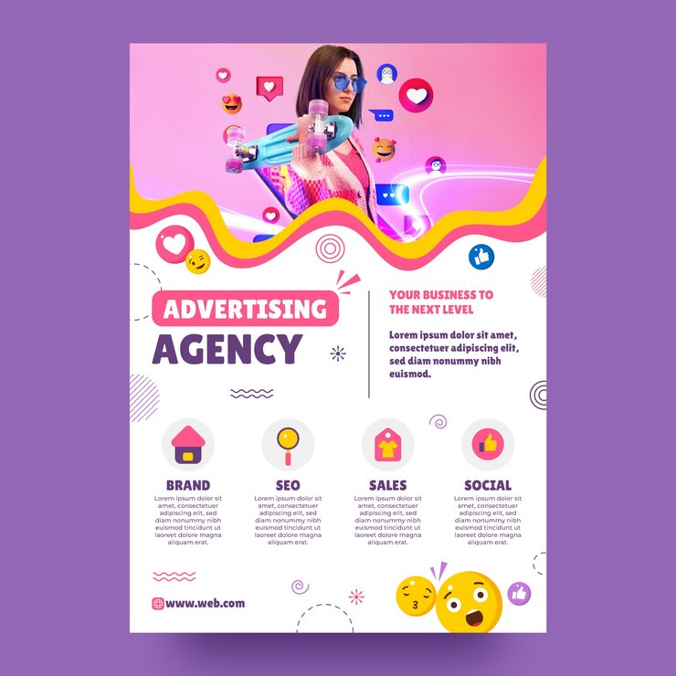 Vector Gratis flat design advertising agency poster