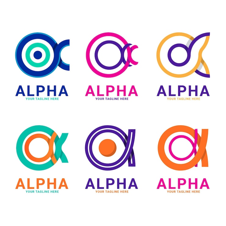 Vector Gratis flat design alpha logos pack