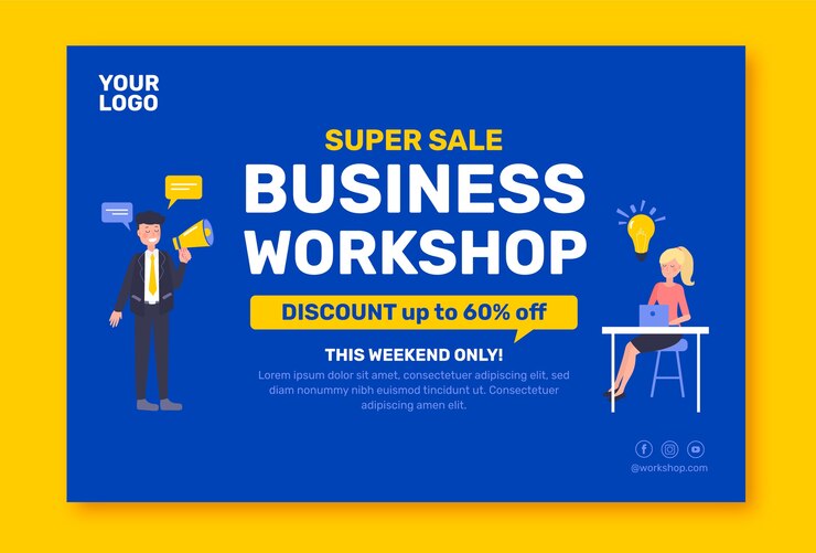 Vector Gratis flat design business workshop sale banner