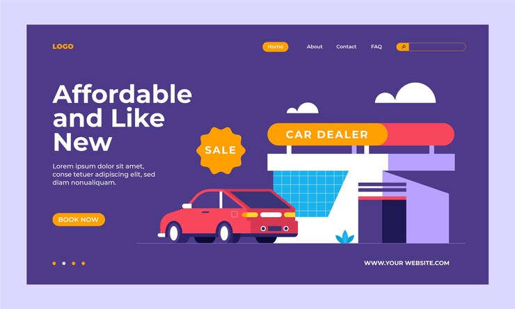 Vector Gratis flat design car dealership landing page template