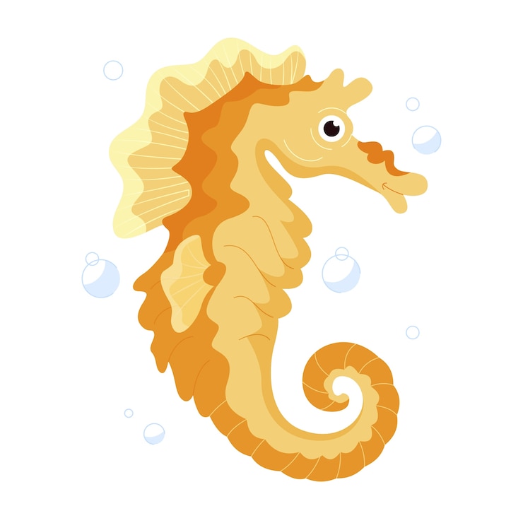 Vector Gratis flat design cartoon seahorse illustration