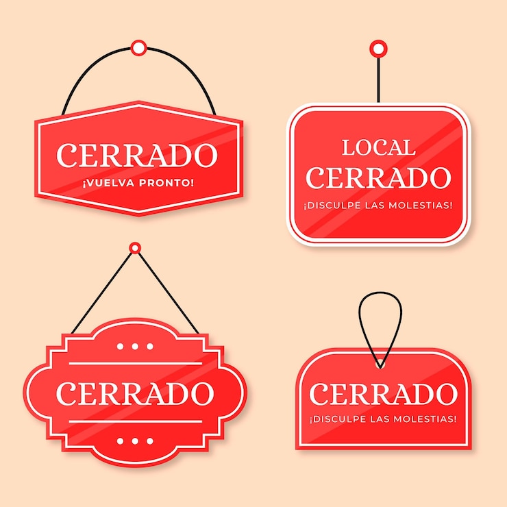 Vector Gratis flat design cerrado signboard pack