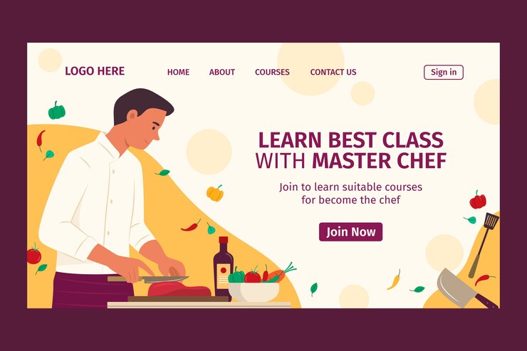 Vector Gratis flat design chef career landing page