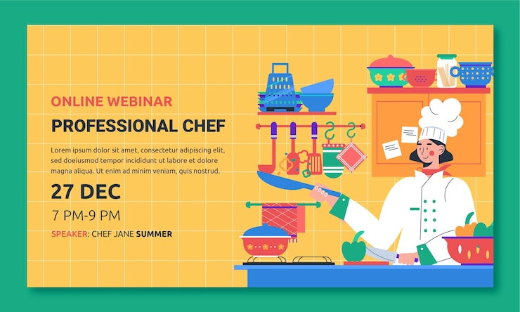 Vector Gratis flat design chef career webinar