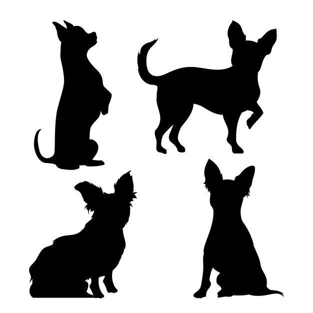 flat design chihuahua silhouette illustration