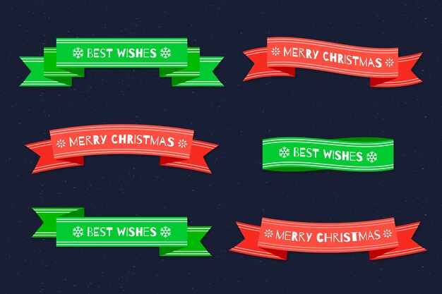flat design christmas ribbon collection
