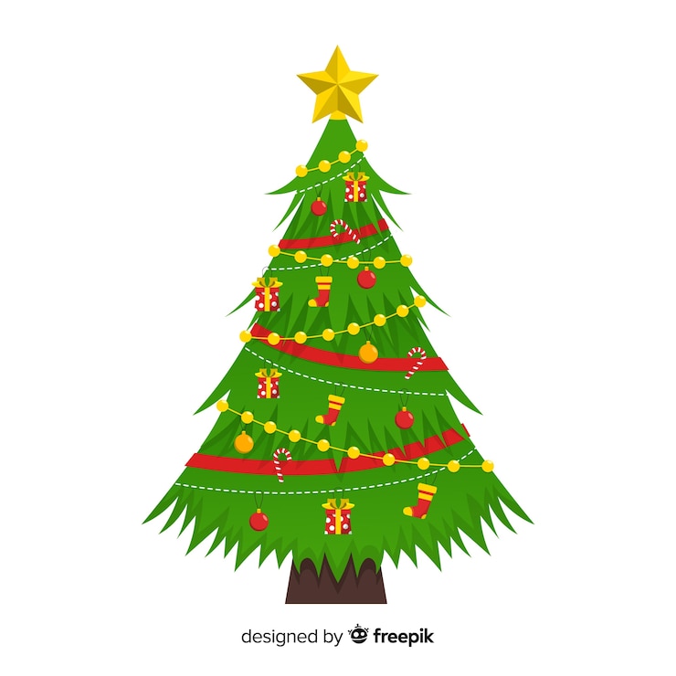 Vector Gratis flat design christmas tree concept