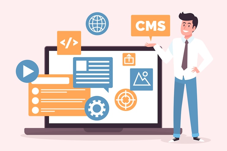 Vector Gratis flat design cms concept illustration