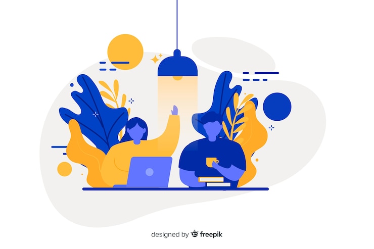 Vector Gratis flat design co-workers concept for landing page