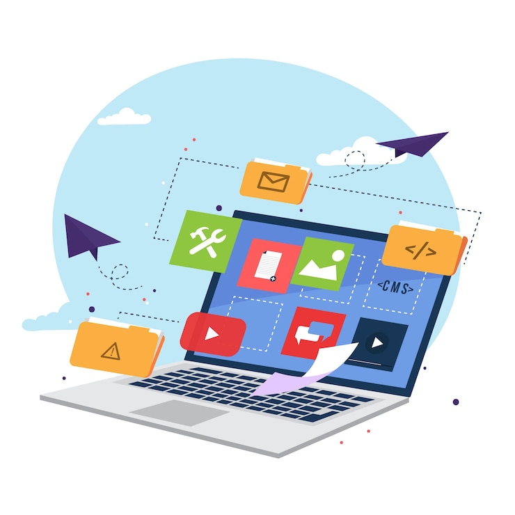 Vector Gratis flat design content management system illustration