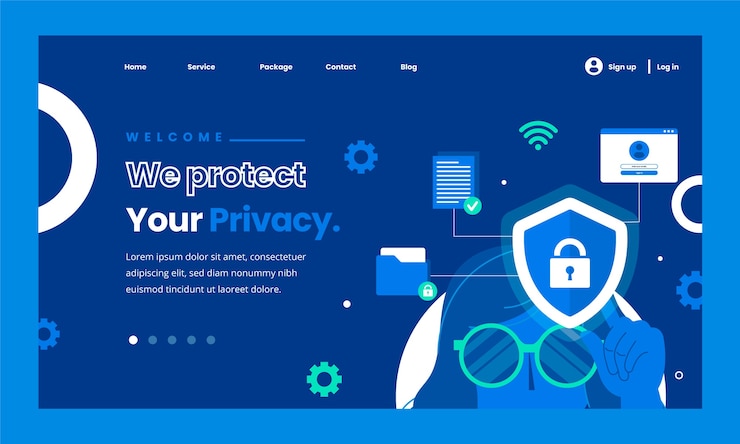 Vector Gratis flat design data privacy landing page template