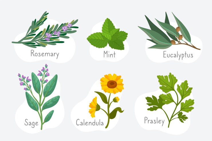 Vector Gratis flat design essential oil herb collection