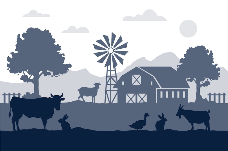 Vector Gratis flat design farm silhouette