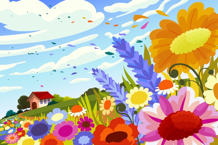 Vector Gratis flat design flower field background