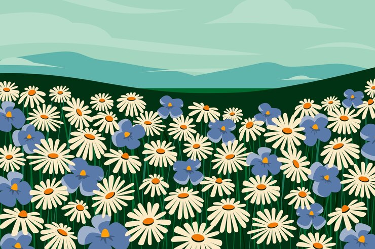 Vector Gratis flat design flower field background