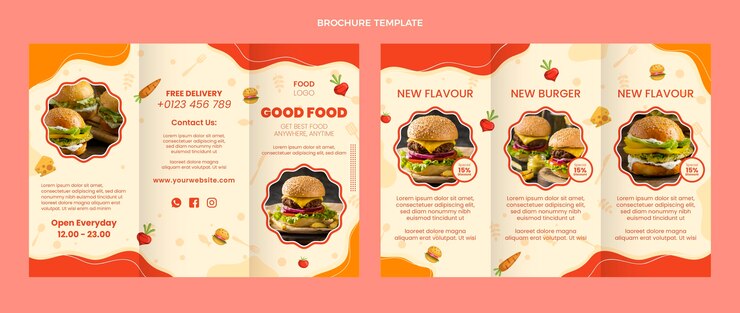 Vector Gratis flat design food brochure template