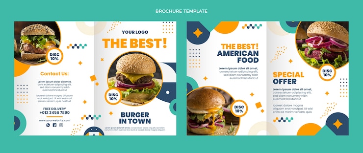 Vector Gratis flat design food brochure template