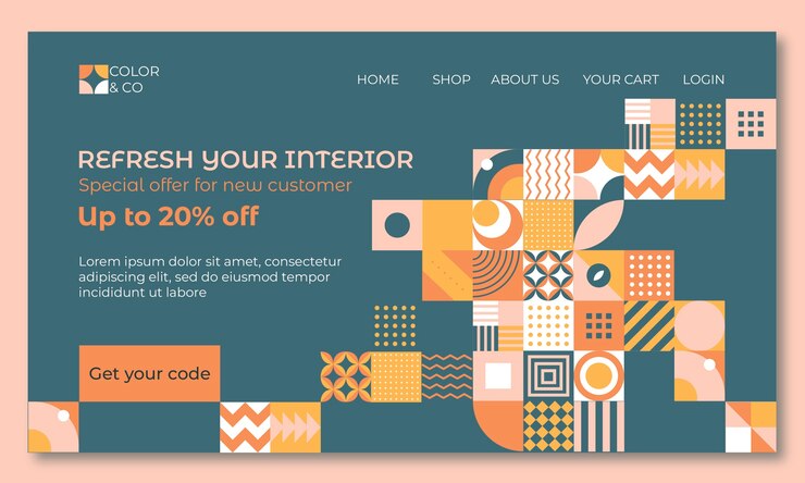 Vector Gratis flat design geometric pattern landing page template