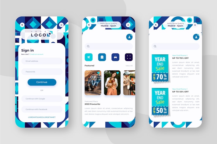 Vector Gratis flat design geometric pattern mobile design template