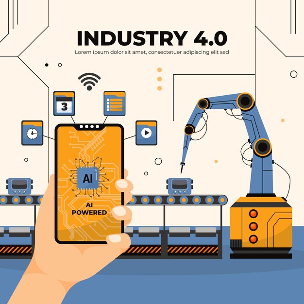 flat design industry 4.0 background