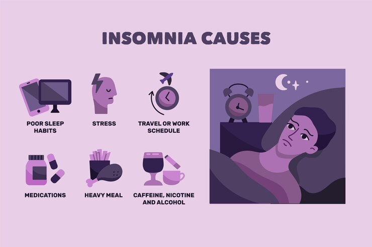 Vector Gratis flat design insomnia causes collection