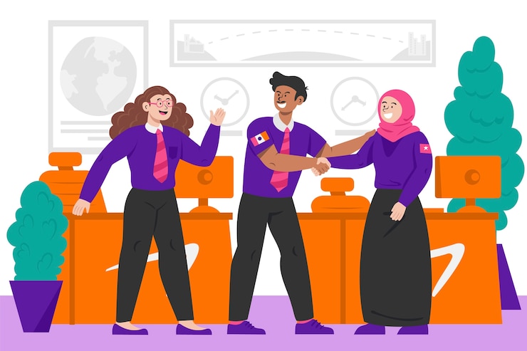 Vector Gratis flat design international employees illustration