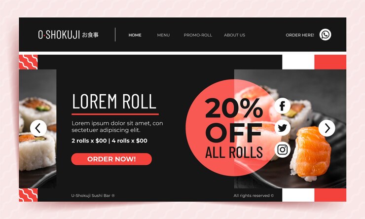 Vector Gratis flat design japanese restaurant landing page template
