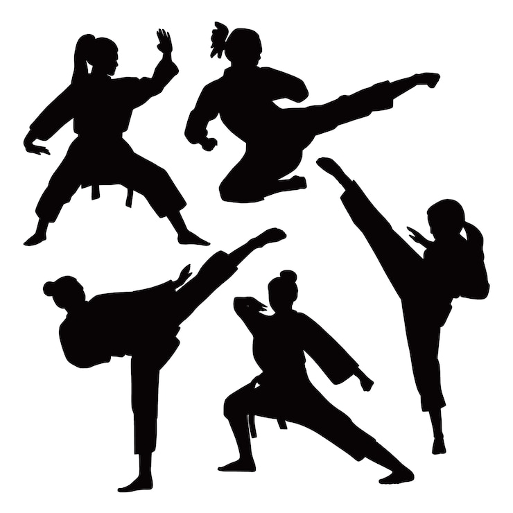 Vector Gratis flat design karate silhouette set