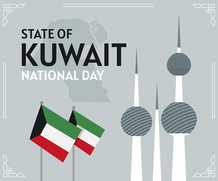 Vector Gratis flat design kuwait national day illustration