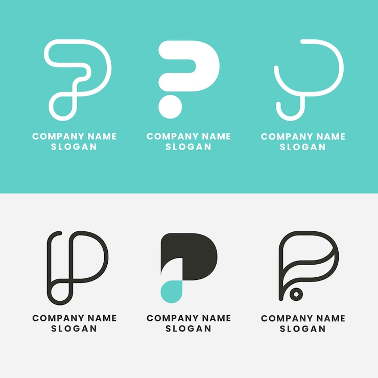Vector Gratis flat design letter p logo template