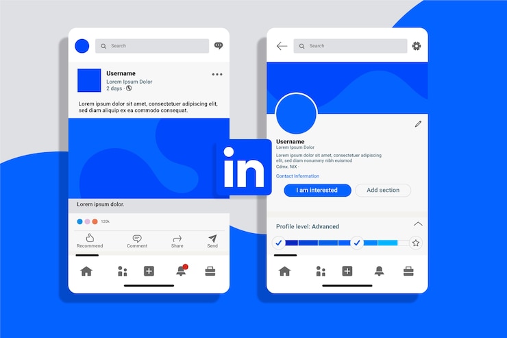 Vector Gratis flat design linkedin mockup