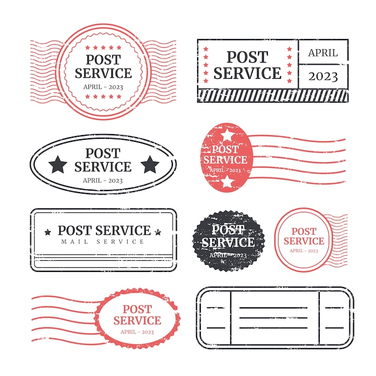 Vector Gratis flat design mail stamp set
