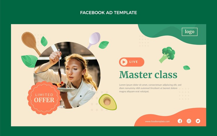 Vector Gratis flat design master class facebook template