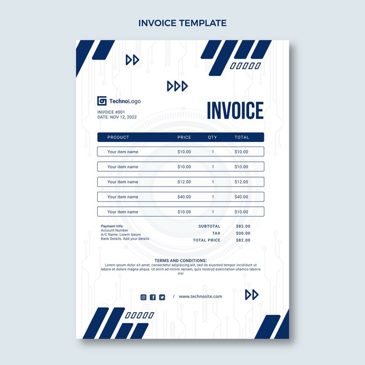 Vector Gratis flat design minimal technology invoice