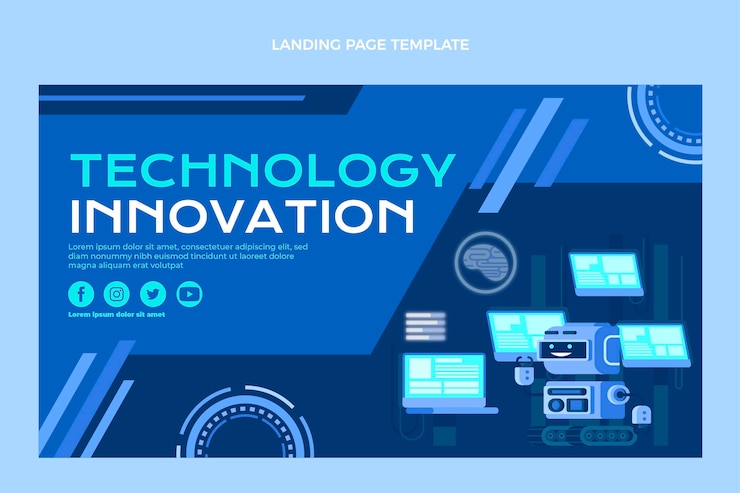 Vector Gratis flat design minimal technology web template