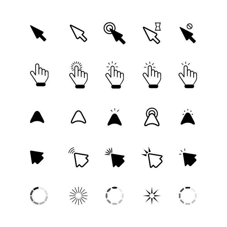 Vector Gratis flat design mouse cursor set