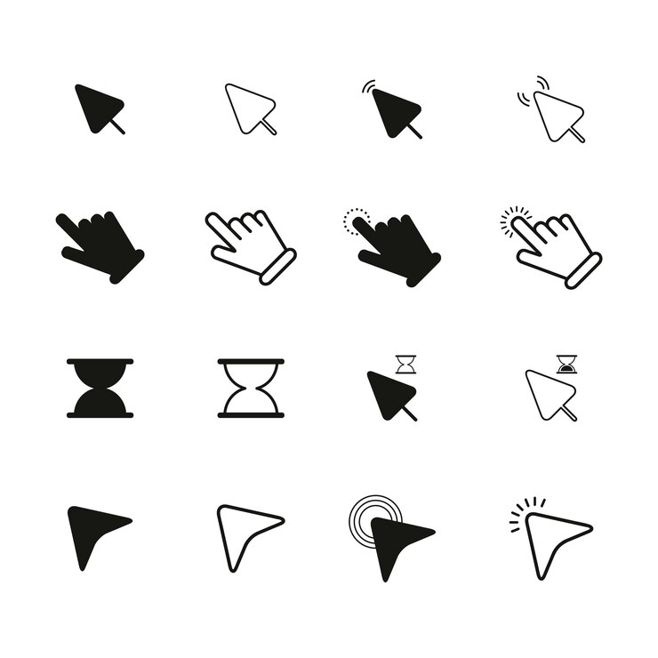 Vector Gratis flat design mouse cursor set
