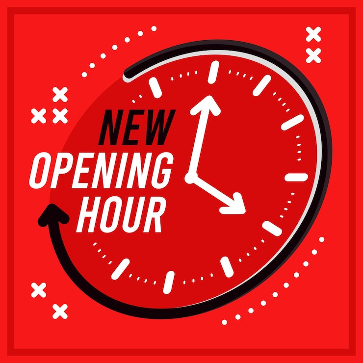 Vector Gratis flat design new opening hours sign