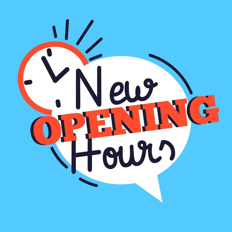 Vector Gratis flat design new opening hours sign