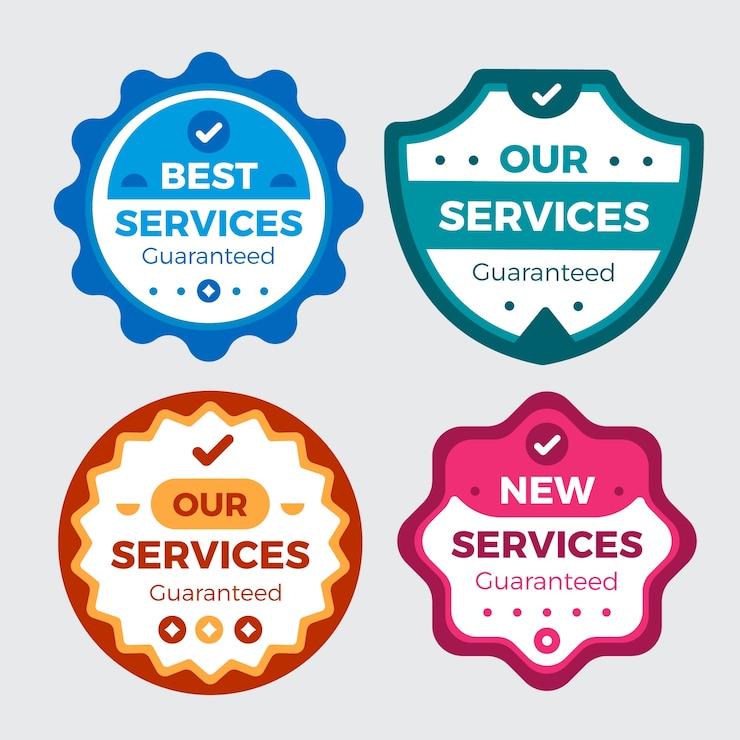 Vector Gratis flat design our services label collection