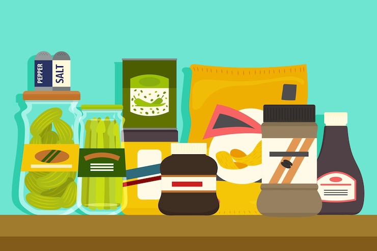 Vector Gratis flat design pantry kitchen food storing