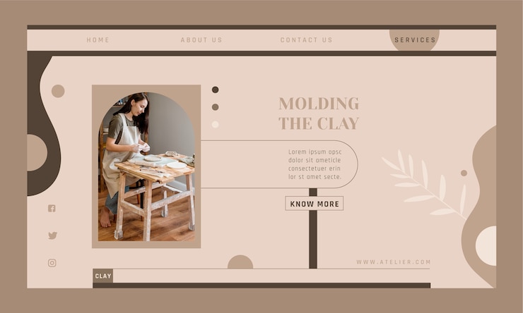 Vector Gratis flat design pottery atelier landing page