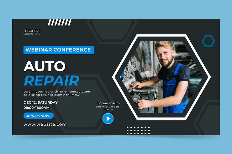 Vector Gratis flat design repair shop webinar template