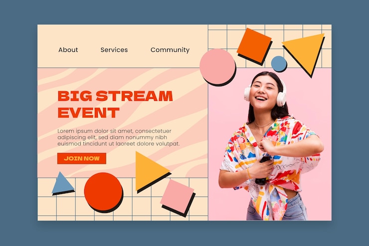 Vector Gratis flat design retro landing page design