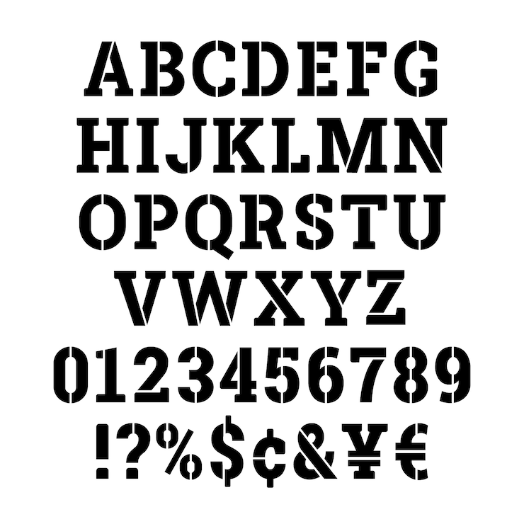 Vector Gratis flat design stencil symbols and letters