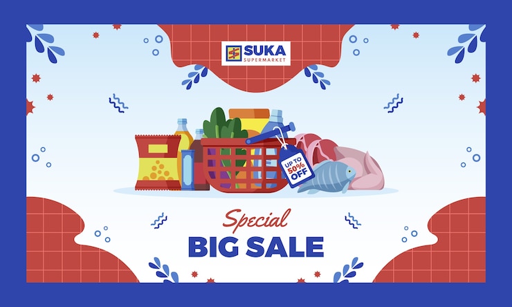 Vector Gratis flat design supermarket sale twitch background