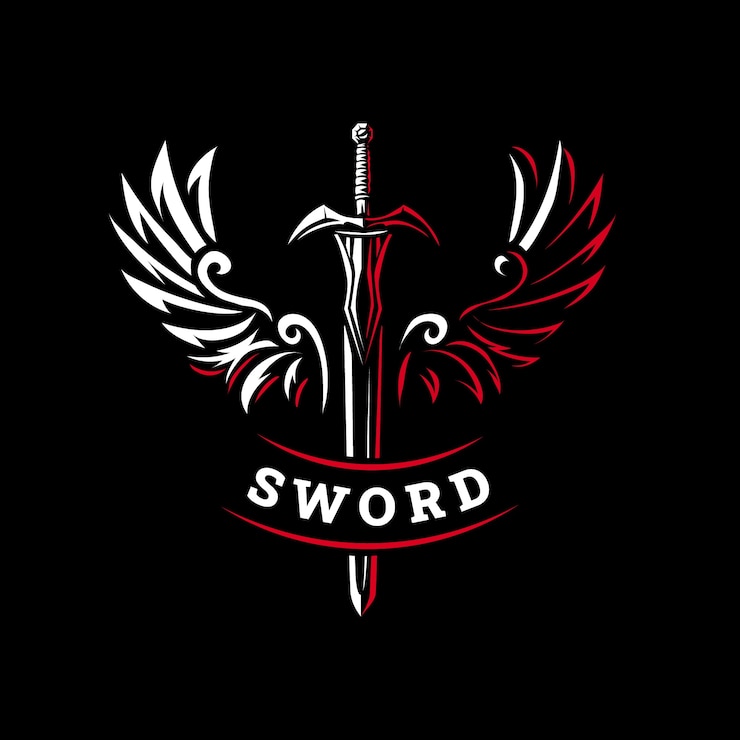 Vector Gratis flat design sword wings logo