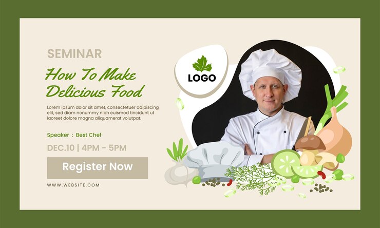Vector Gratis flat design tasty food restaurant webinar